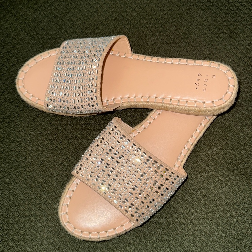 A New Day Rhinestone Slide Sandals – Size: 7.5
